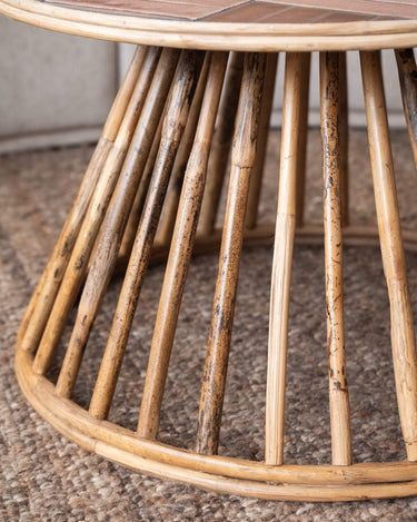 Side Table Mosaic Tiles Rattan Pink - Things I Like Things I Love