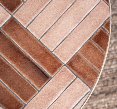 Side Table Mosaic Tiles Rattan Pink - Things I Like Things I Love