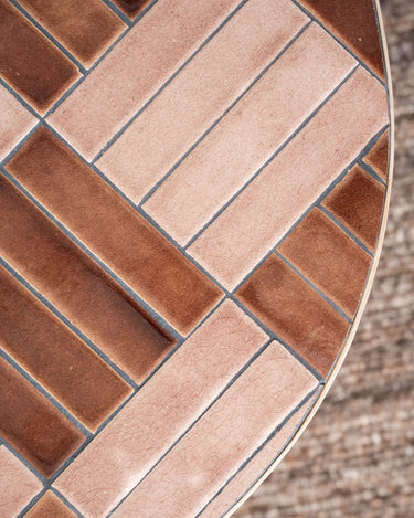 Side Table Mosaic Tiles Rattan Pink - Things I Like Things I Love