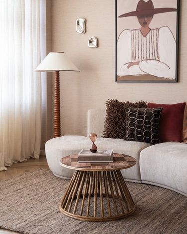 Side Table Mosaic Tiles Rattan Pink - Things I Like Things I Love