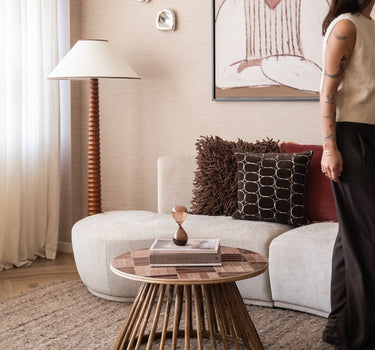 Side Table Mosaic Tiles Rattan Pink - Things I Like Things I Love