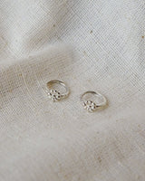 Silver Single Hoop Tiny Flower Click