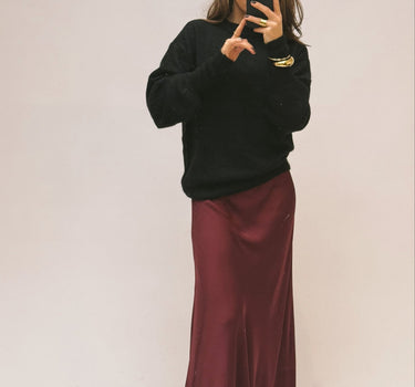 Simi Skirt Satin Bordeaux One Size - Things I Like Things I Love