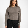 Sloan O - Neck Zip Knit Morel - Things I Like Things I Love