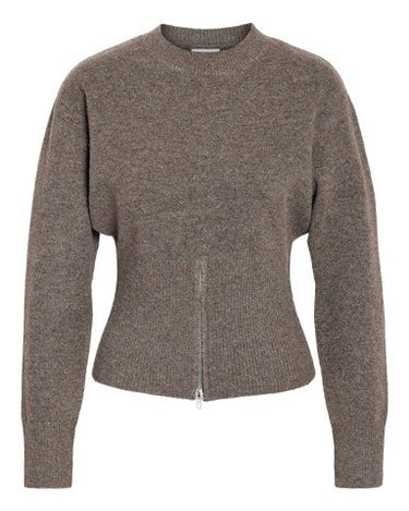 Sloan O - Neck Zip Knit Morel - Things I Like Things I Love