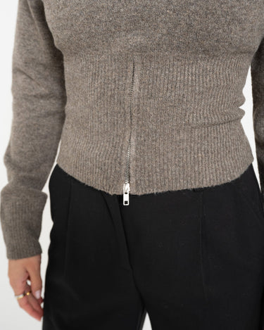 Sloan O - Neck Zip Knit Morel - Things I Like Things I Love