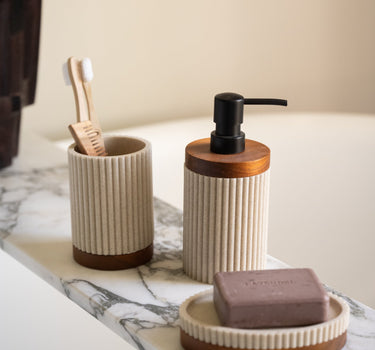 Soap Dish Beige/Acacia Wood - Things I Like Things I Love