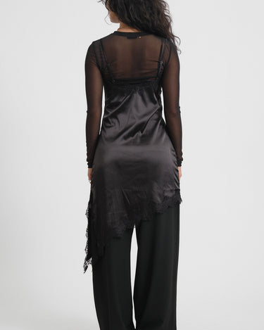 Sofie Satin Lace Dress Black - Things I Like Things I Love