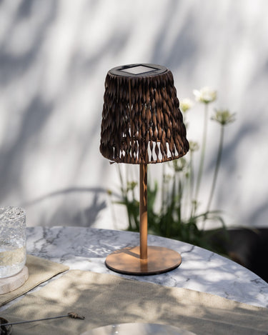 Solar Table Lamp Rattan Brown - Things I Like Things I Love