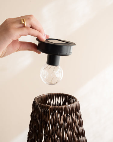 Solar Table Lamp Rattan Brown - Things I Like Things I Love