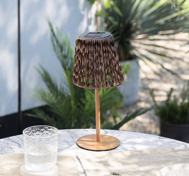 Solar Table Lamp Rattan Brown - Things I Like Things I Love