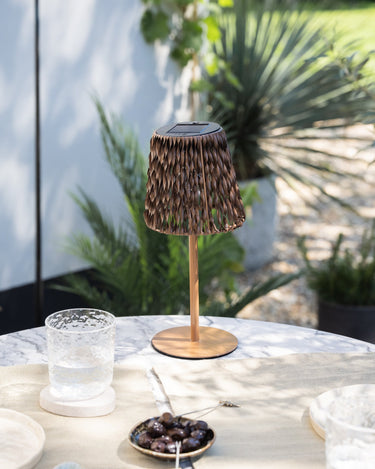 Solar Table Lamp Rattan Brown - Things I Like Things I Love