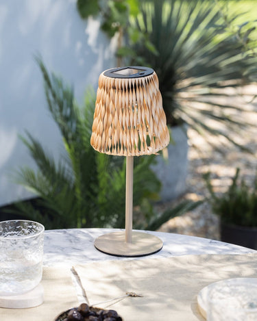 Solar Table Lamp Rattan Light Brown - Things I Like Things I Love