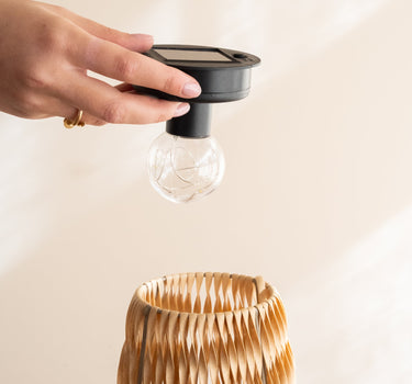 Solar Table Lamp Rattan Light Brown - Things I Like Things I Love