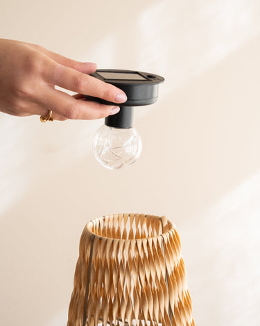 Solar Table Lamp Rattan Light Brown - Things I Like Things I Love