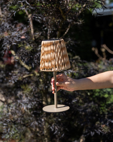 Solar Table Lamp Rattan Light Brown - Things I Like Things I Love