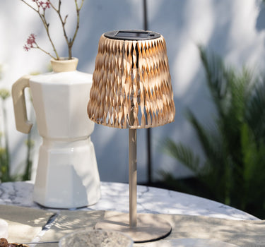 Solar Table Lamp Rattan Light Brown - Things I Like Things I Love