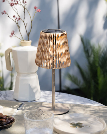 Solar Table Lamp Rattan Light Brown - Things I Like Things I Love