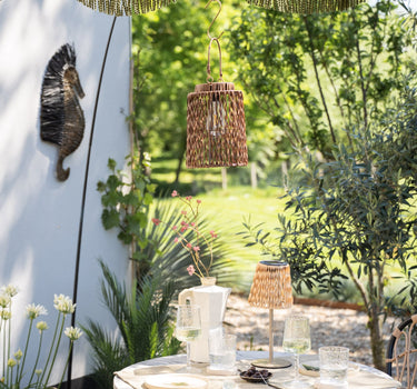 Solar Table Lamp Rattan Light Brown - Things I Like Things I Love