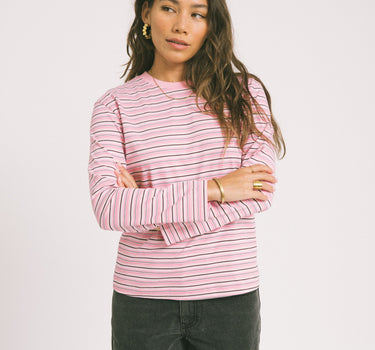 Sophia Boxy Stripe Tee Pink - Things I Like Things I Love