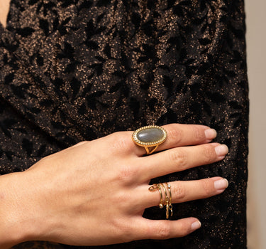 Statement Ring Labradorite Gold - Things I Like Things I Love