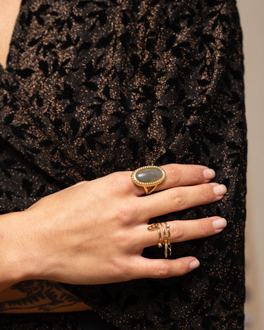 Statement Ring Labradorite Gold - Things I Like Things I Love