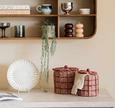 Storage Jar Basket Flower Pink - Things I Like Things I Love