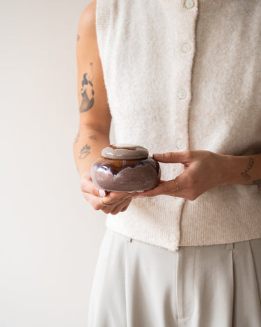 Storage Jar Retro Ceramic Brown - Things I Like Things I Love