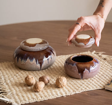 Storage Jar Retro Ceramic Brown - Things I Like Things I Love