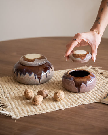 Storage Jar Retro Ceramic Brown - Things I Like Things I Love