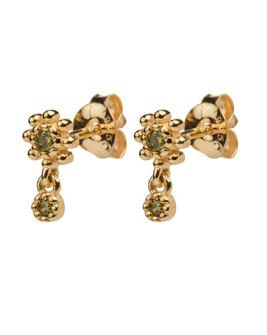 Stud Flower Peridot Green Gold - Things I Like Things I Love