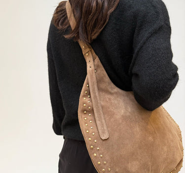 Studs Round Bag Taupe - Things I Like Things I Love