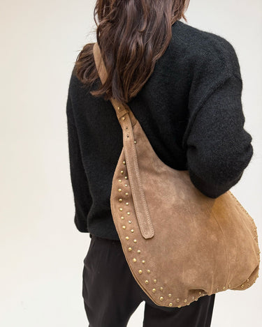 Studs Round Bag Taupe - Things I Like Things I Love