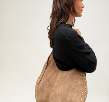 Studs Round Bag Taupe - Things I Like Things I Love