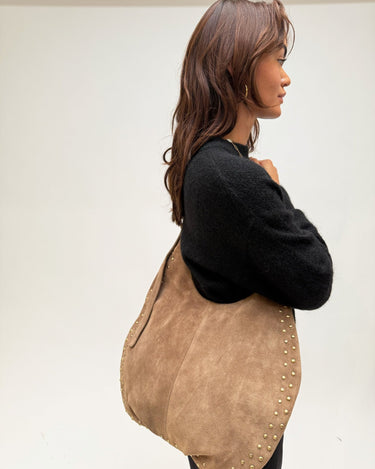 Studs Round Bag Taupe - Things I Like Things I Love