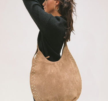 Studs Round Bag Taupe - Things I Like Things I Love