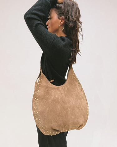Studs Round Bag Taupe - Things I Like Things I Love