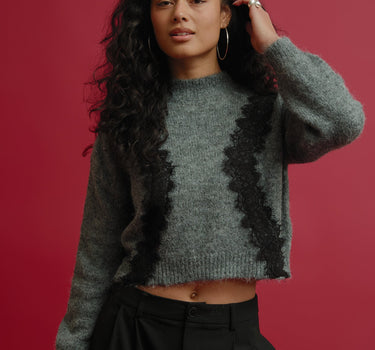 Sutton Lace Knit Grey Melange - Things I Like Things I Love