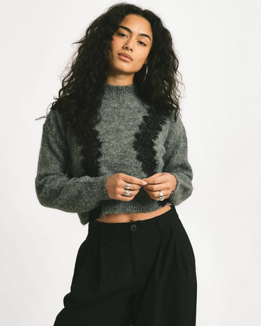 Sutton Lace Knit Grey Melange - Things I Like Things I Love