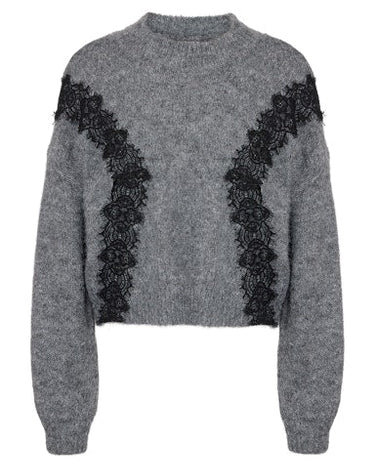 Sutton Lace Knit Grey Melange - Things I Like Things I Love
