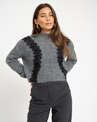 Sutton Lace Knit Grey Melange - Things I Like Things I Love