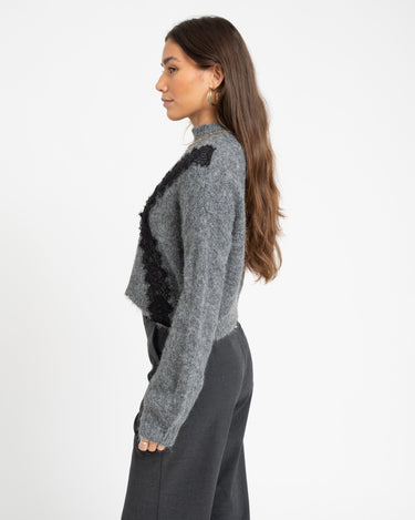 Sutton Lace Knit Grey Melange - Things I Like Things I Love
