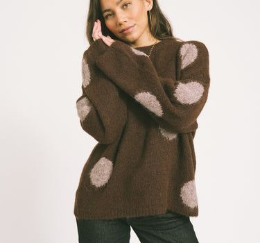 Sutton Polka Dot Oversize Knit French Roast - Things I Like Things I Love