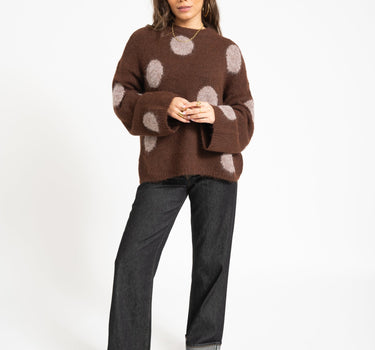 Sutton Polka Dot Oversize Knit French Roast - Things I Like Things I Love