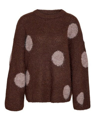 Sutton Polka Dot Oversize Knit French Roast - Things I Like Things I Love