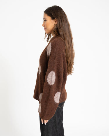 Sutton Polka Dot Oversize Knit French Roast - Things I Like Things I Love
