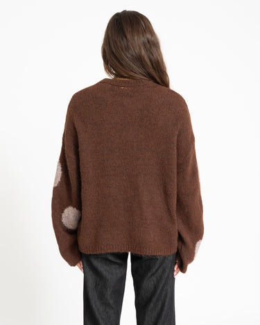 Sutton Polka Dot Oversize Knit French Roast - Things I Like Things I Love