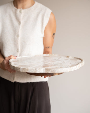 Swivel Tray Marble Beige - Things I Like Things I Love