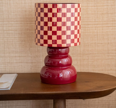 Table Lamp Checker Burgundy - Things I Like Things I Love