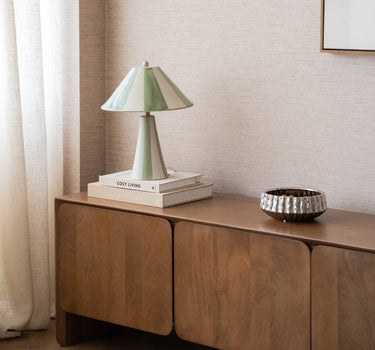 Table Lamp Lino Ceramic Stripes Green - Things I Like Things I Love